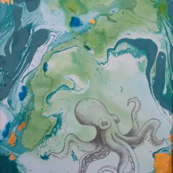 Painting titled "Animaux Marins, Pie…" by Béatrice Burel, Original Artwork, Acrylic