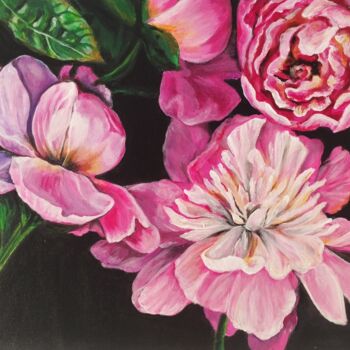 "Petals of the night" başlıklı Tablo Valentyna Loboda tarafından, Orijinal sanat, Akrilik Ahşap Sedye çerçevesi üzerine mont…