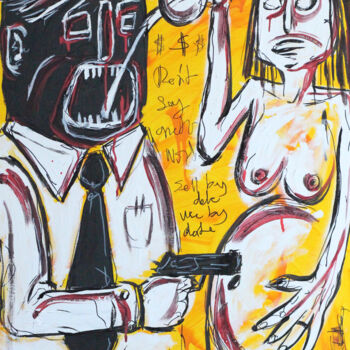 "What’s the cost of…" başlıklı Tablo Mark Barrable tarafından, Orijinal sanat, Petrol Ahşap Sedye çerçevesi üzerine monte ed…