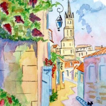 Peinture intitulée "ruelle de St Emilion" par Nadege Frazié, Œuvre d'art originale