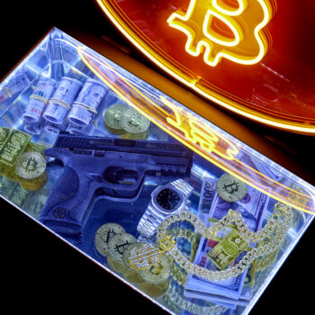 "Bitcoin Box" başlıklı Heykel Phantom Art tarafından, Orijinal sanat, Metaller