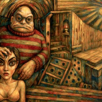 Painting titled "Beware of the Bogey…" by Spencer John Derry, Original Artwork, AI generated image