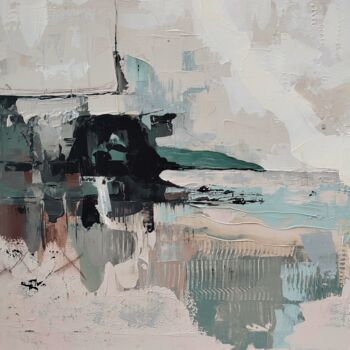 Malerei mit dem Titel "Moon Coast / Abstra…" von Olesia Elagina, Original-Kunstwerk, Acryl