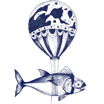 "Airborne Fish" başlıklı Baskıresim Evgenia Smirnova tarafından, Orijinal sanat, Dijital baskı