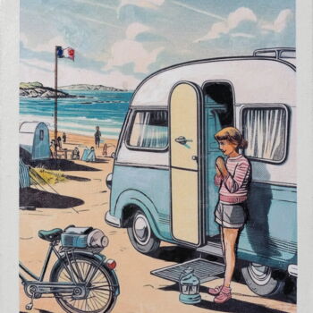 "En caravane sur la…" başlıklı Baskıresim Henri Fagerolles tarafından, Orijinal sanat, Monotip Karton üzerine monte edilmiş