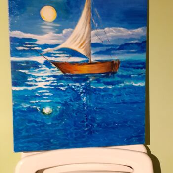 Painting titled "Océane" by Angel Rey, Original Artwork, Acrylic Mounted on Wood Stretcher frame