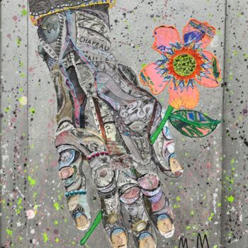 Collages titled "Say it With a Flowe…" by Moira Mcainsh, Original Artwork, Acrylic Mounted on Wood Stretcher frame