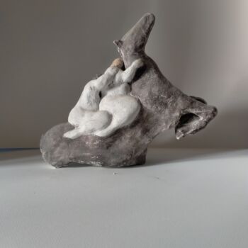 Sculpture intitulée "Cavalcata notturna" par Paolo Righi, Œuvre d'art originale, Argile