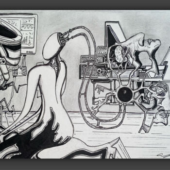 "Jeune fille quantiq…" başlıklı Resim Safar Sagaria tarafından, Orijinal sanat, Jel kalem