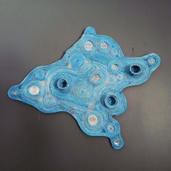 纺织艺术 标题为“Reflections and Rip…” 由Richard Harding, 原创艺术品, String Art 安装在木板上