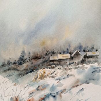 "LE HAMEAU 2" başlıklı Tablo Alain Devienne tarafından, Orijinal sanat, Suluboya