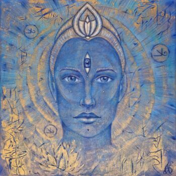 Painting titled "Tara. Knowledge." by Anna Gorlight, Original Artwork, Acrylic Mounted on Wood Stretcher frame