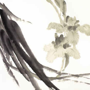 Painting titled "Pale iris" by Kseniia Dueva, Original Artwork, Ink