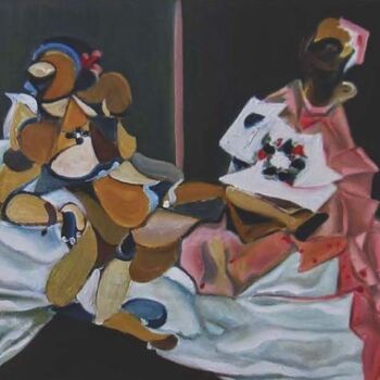 Peinture intitulée "Pia au lit" par Esdez, Œuvre d'art originale, Huile Monté sur Châssis en bois