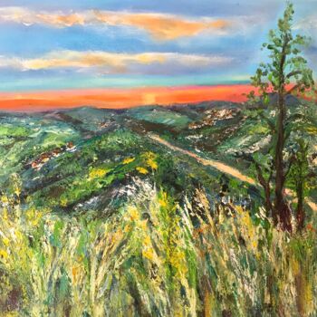 Peinture intitulée "Montagnes" par Maria Helena De  Macedo  Benier, Œuvre d'art originale, Huile Monté sur Châssis en bois