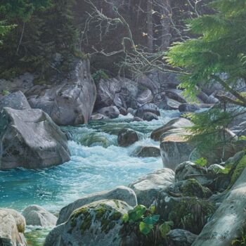 Painting titled "Listen to the sound…" by Emil Mlynarcik, Original Artwork, Oil Mounted on Wood Stretcher frame