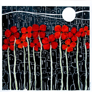 Peinture intitulée "Peaceful City" par Mona Erfanian Salim, Œuvre d'art originale, Pastel Monté sur Carton