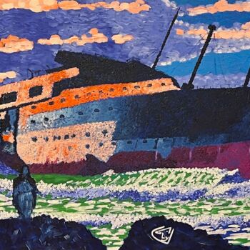 "NAUFRAGE BLEU" başlıklı Tablo Eric Guillory tarafından, Orijinal sanat, Balmumu