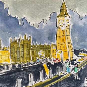 "big ben" başlıklı Tablo Frob tarafından, Orijinal sanat, Suluboya