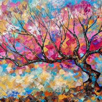 "Cherry Blossoms Art…" başlıklı Tablo Nataliya Rozhdestvenskaya tarafından, Orijinal sanat, Akrilik Ahşap Sedye çerçevesi üz…