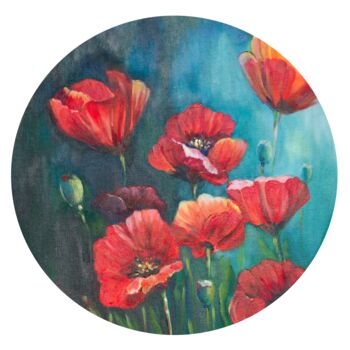 Painting titled "Circular Poppy Fiel…" by Tutsi Nellis, Original Artwork, Acrylic