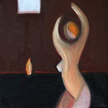 Peinture intitulée "Femme flamme" par Alliet-Delacroix, Œuvre d'art originale, Huile Monté sur Châssis en bois