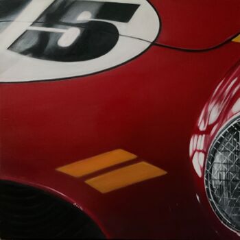 Painting titled "Racing AC COBRA ROU…" by Gilbert Duchamp, Original Artwork, Acrylic Mounted on Wood Stretcher frame