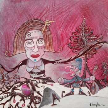 "La Dryade et le Mén…" başlıklı Tablo Cikrophe tarafından, Orijinal sanat, Akrilik Ahşap panel üzerine monte edilmiş