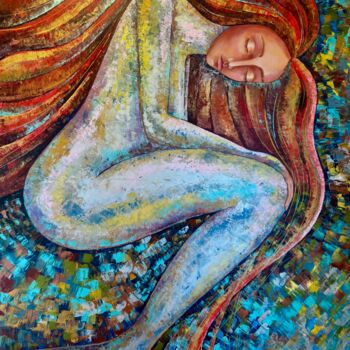 "Mermaid Painting Or…" başlıklı Tablo Nataliya Rozhdestvenskaya tarafından, Orijinal sanat, Akrilik Ahşap Sedye çerçevesi üz…