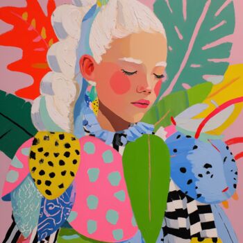 Digitale Kunst mit dem Titel "Albino Girl Couture" von Sasha Robinson, Original-Kunstwerk, Digitaldruck