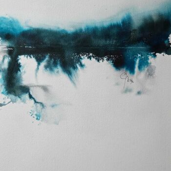 Painting titled "Blue Castle" by Jean-Michel Bregeras, Original Artwork, Watercolor