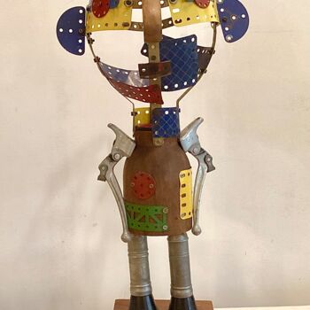 Sculptuur getiteld "« Alf le mécano »" door Elisabeth Faucheur, Origineel Kunstwerk, Metalen