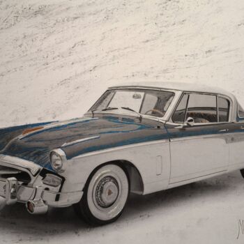 Dessin intitulée "1955 STUDEBAKER PRE…" par Michel Schaillée, Œuvre d'art originale, Graphite
