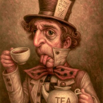 Painting titled "Mad Hatter Version…" by Spencer John Derry, Original Artwork, AI generated image