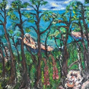 Peinture intitulée "Pinède" par Maria Helena De  Macedo  Benier, Œuvre d'art originale, Huile