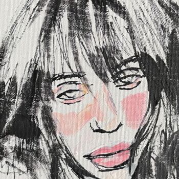 "Étude Billie Eilish" başlıklı Tablo Nicolas Hervieu tarafından, Orijinal sanat, Akrilik Karton üzerine monte edilmiş