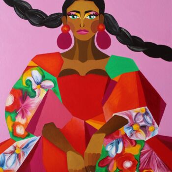 Pittura intitolato "MEXICAN GIRL" da Julia Bobrova, Opera d'arte originale, Olio