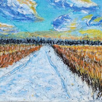 Pintura intitulada "Road in an Autumn F…" por Natalya Popovtseva, Obras de arte originais, Acrílico
