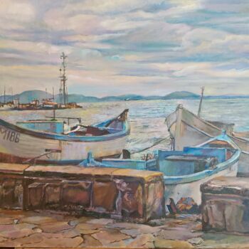 Painting titled "Cloudy Sunday" by George Mirinchev, Original Artwork, Oil