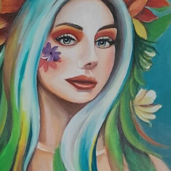 "A Flor que habita e…" başlıklı Tablo Ildemarina Rodrigo tarafından, Orijinal sanat, Akrilik Ahşap Sedye çerçevesi üzerine m…