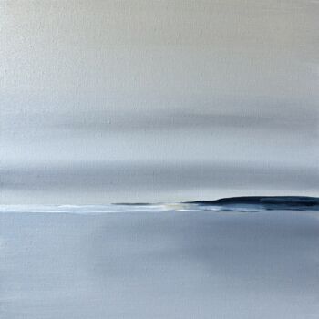 Painting titled "Silent Horizon Acry…" by Tatiana Skrynnikova, Original Artwork, Acrylic Mounted on Wood Panel