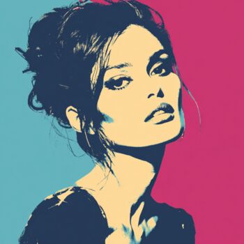 "PINK WOMAN IN BLUE" başlıklı Tablo Claudia Sauter (Poptonicart) tarafından, Orijinal sanat, Akrilik