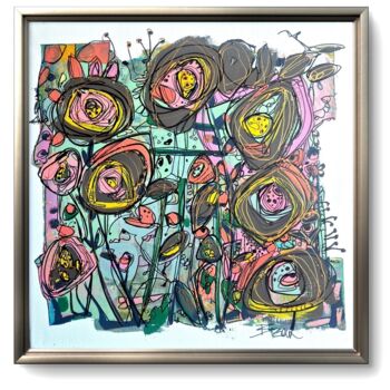 Schilderij getiteld "FRAGMENTS XVIII" door Sonja Brzak, Origineel Kunstwerk, Acryl Gemonteerd op Frame voor houten brancard