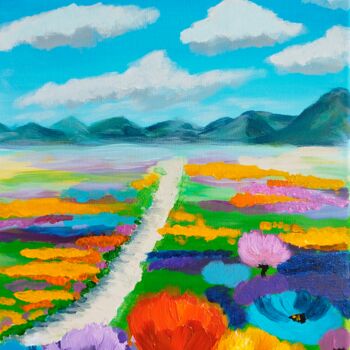 Malarstwo zatytułowany „Bright Landscape wi…” autorstwa Mavira, Oryginalna praca, Akryl Zamontowany na Drewniana rama noszy