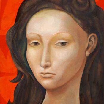 Painting titled ",, FROM THE PAST.." by Nadezda Baruns, Original Artwork, Oil Mounted on Wood Stretcher frame