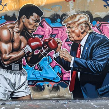 Digitale Kunst mit dem Titel "Ali and Donald" von Farouk Ferrah, Original-Kunstwerk, KI-generiertes Bild