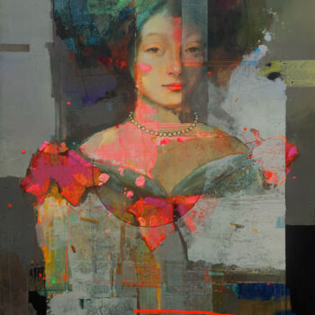 Картина под названием "Renaissance portrait" - Viktor Sheleg, Подлинное произведение искусства, Масло Установлен на Деревянн…