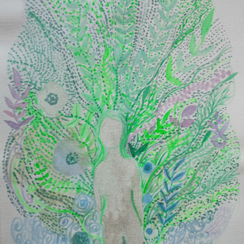 "Gaïa" başlıklı Tablo Valérie Belmokhtar tarafından, Orijinal sanat, Suluboya