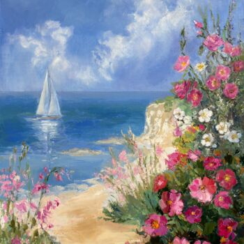 "Seascape. Sailboat…" başlıklı Tablo Natalia Piarno tarafından, Orijinal sanat, Petrol