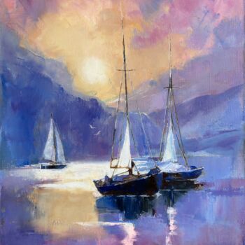 "Seascape. Sailboats…" başlıklı Tablo Natalia Piarno tarafından, Orijinal sanat, Petrol